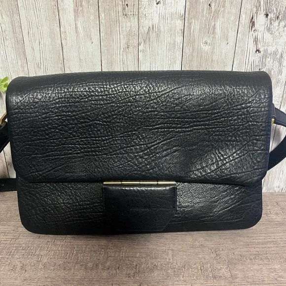 All Saints Ondine Black Leather Shoulder Bag Preppy Moto Classic Chic - Picture 1 of 10